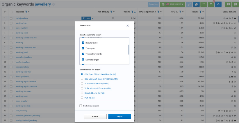 data export