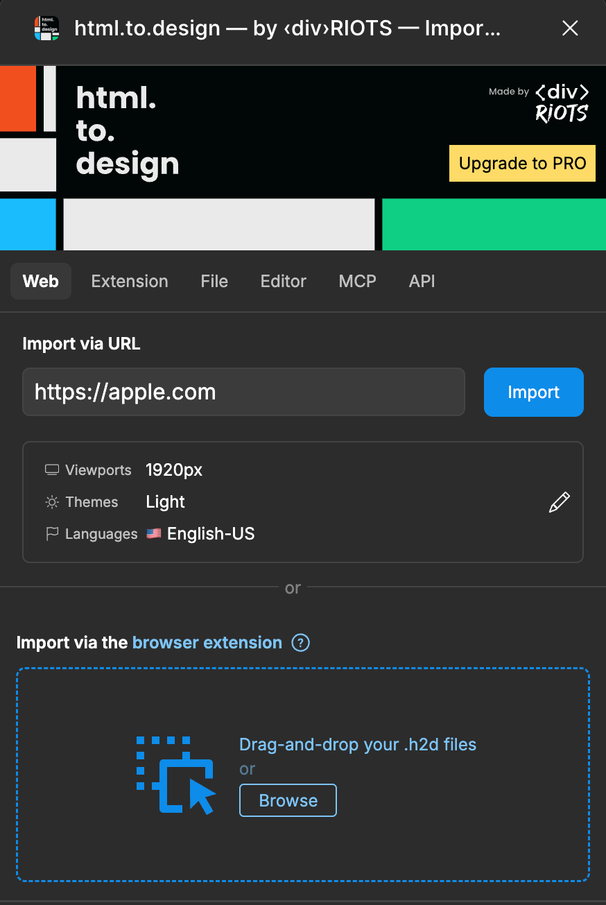 Перенос HTML-макету в Figma за допомогою плагіну html.to.design