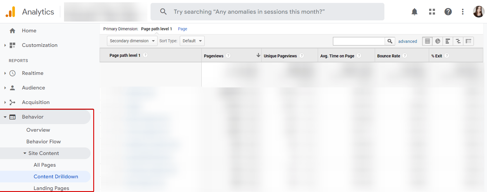 traffic analysis in Google Analytics 