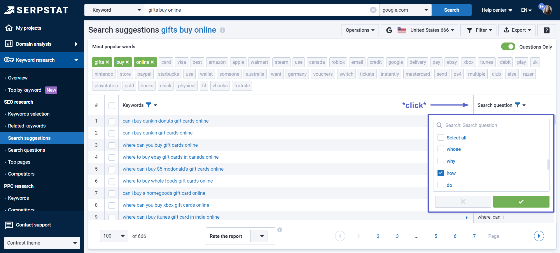 Search questions